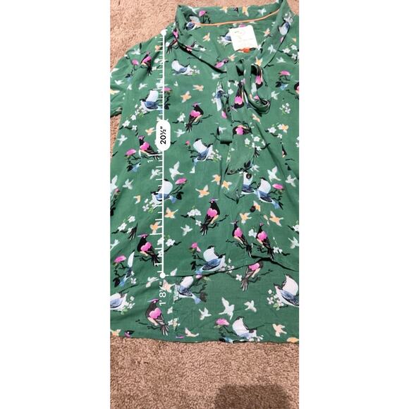 Anthropologie Conversations #20 Of 52 Blouse Bird Floral Tie Front Top Womens 8 - Picture 7 of 8